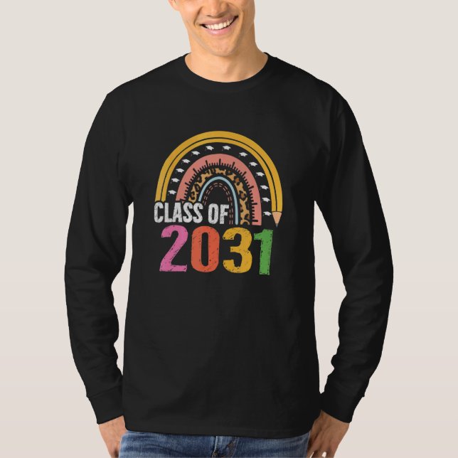 Class Of 2031 Rainbow First Last Day Graduation Gr T-Shirt (Front)
