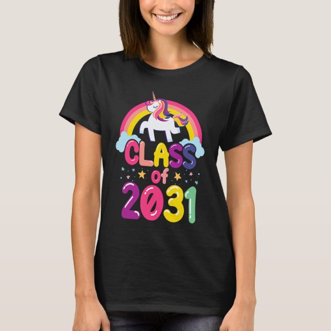 Class of 2031 Unicorn Graduation Girls T-Shirt (Front)