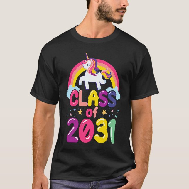 Class of 2031 Unicorn Graduation Girls T-Shirt (Front)