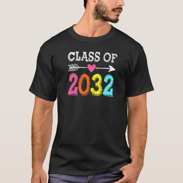 Class Of 2032 Grow With Me Graduation First Day Of T-Shirt (Front)