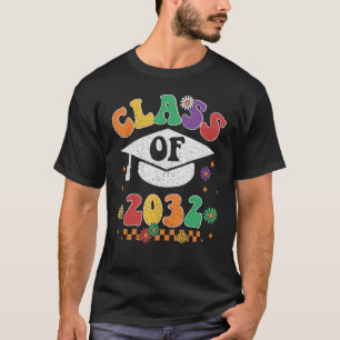 Class Of 2032 Grow With Me Pre K Graduate Groovy R T-Shirt