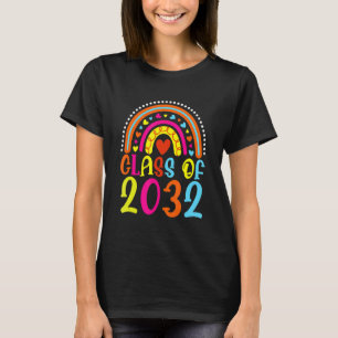 Class Of 2032 Rainbow Pink Graduate Preschool Kind T-Shirt