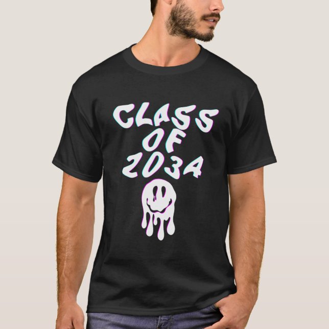 Class of 2034 Glitch Senior Class High School Pull T-Shirt (Front)