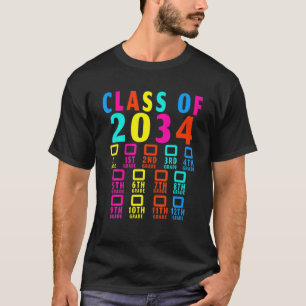 Class Of 2034 Grow With Me Checklist Graduation Fo T-Shirt