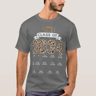 Class of 2034 Grow with me Handprint Leopard Pre-K T-Shirt