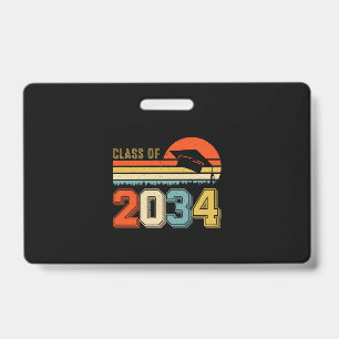 Class Of 2034 Grow With Me Pre-K Graduate Vintage ID Badge