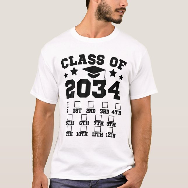 Class Of 2034 Grow With Me Pre-K Kindergarten Men T-Shirt (Front)