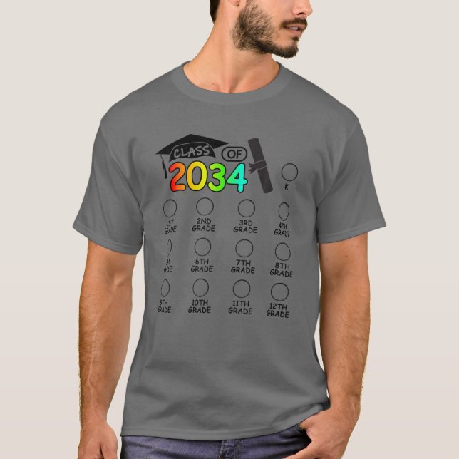 Class Of 2034 Grow With Me Space For Check-Mark K T-Shirt (Front)