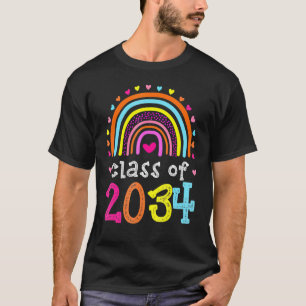 Class Of 2034 Rainbow Pink Graduate Preschool Kind T-Shirt