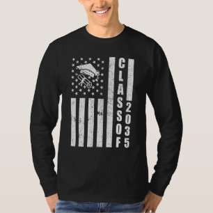 Class Of 2035 Distressed American Flag Graduation T-Shirt