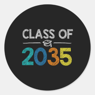 Class Of 2035 First Day Of School Graduation Teach Classic Round Sticker