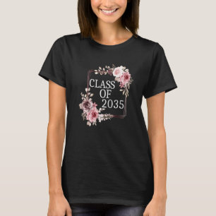Class Of 2035 Girls Kindergarten Graduation Floral T-Shirt