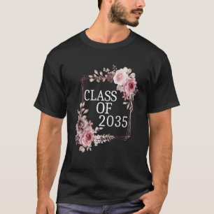 Class Of 2035 Girls Kindergarten Graduation Floral T-Shirt