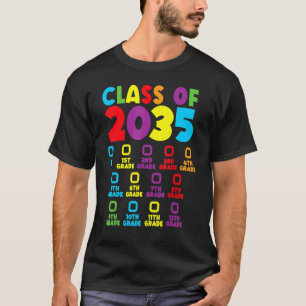 Class Of 2035 Grow With Me Checklist Kindergarten T-Shirt