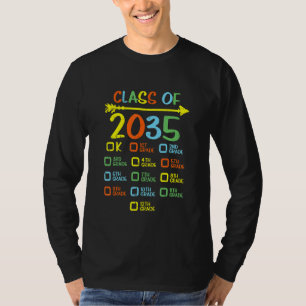 Class Of 2035 Grow With Me Checklist Kindergarten T-Shirt