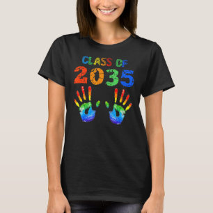 Class Of 2035 Grow With Me Colour Handprint On Bac T-Shirt