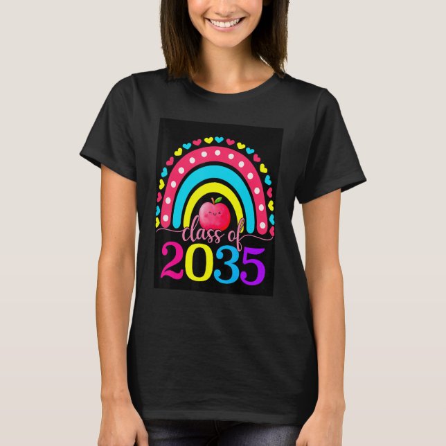 Class Of 2035 Grow With Me Graduation First Day Ra T-Shirt (Front)