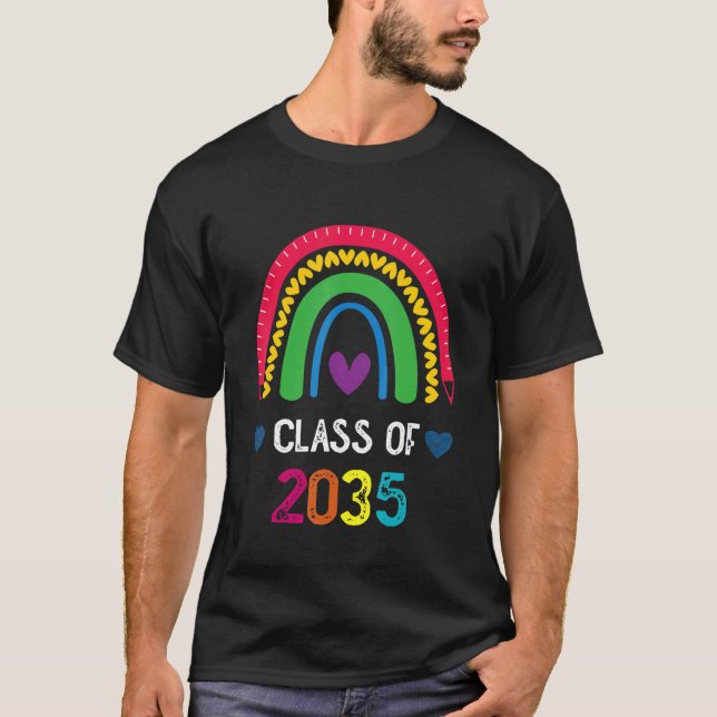 Class Of 2035 Grow With Me Graduation Pre K Leopar T-Shirt (Front)
