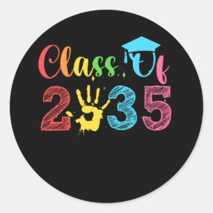 Class of 2035 Grow With Me Handprint On Back Pre-K Classic Round Sticker