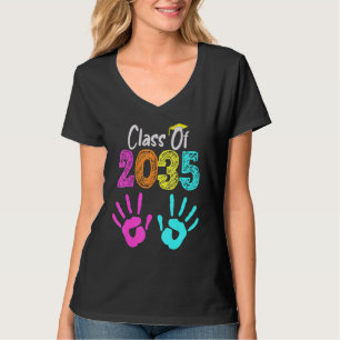 Class Of 2035 Grow With Me Handprint On Back Pre K T-Shirt