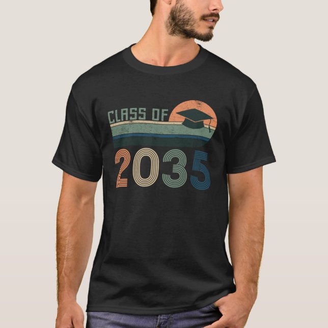 Class Of 2035 Kids Support Kindergarten To Graduat T-Shirt (Front)