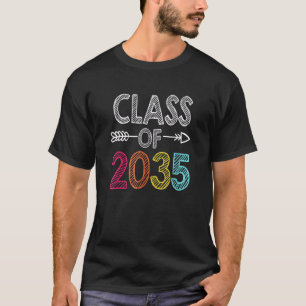 Class Of 2035 Pre K To 12 Handprint On Back Grow W T-Shirt