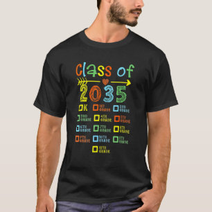 Class Of 2035 Pre K To 12 Handprint On Back Grow W T-Shirt