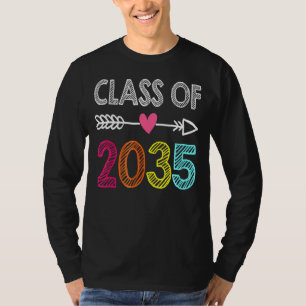 Class Of 2035 Pre K To 12 Handprint On Back Grow W T-Shirt