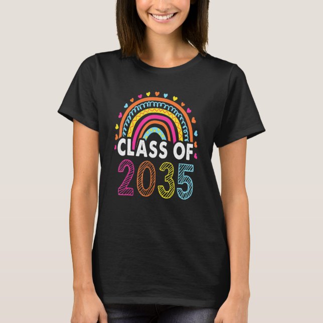 Class Of 2035 Rainbow Pink Graduate Preschool Kind T-Shirt (Front)