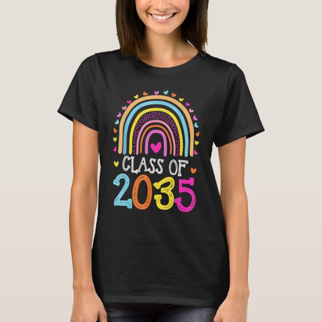 Class Of 2035 Rainbow Pre K Kindergarten Graduatio T-Shirt (Front)