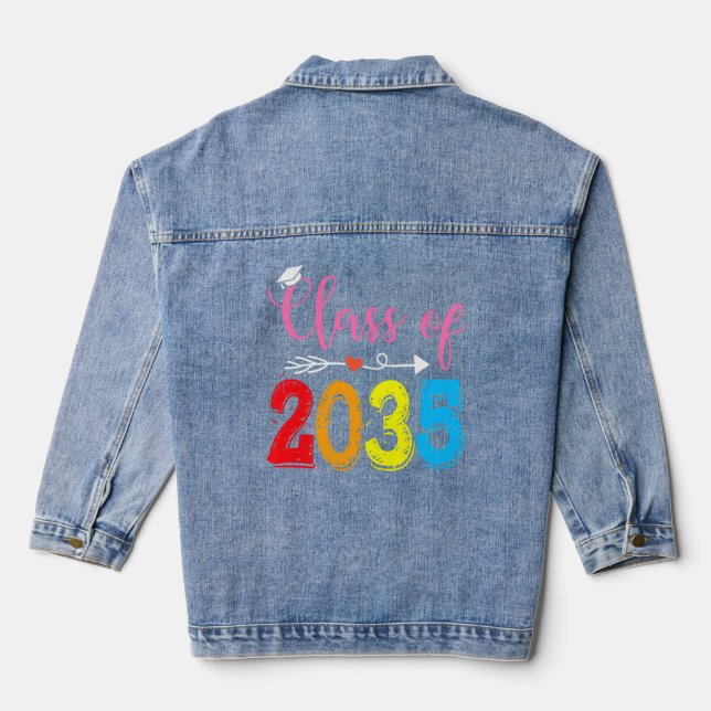 Class Of 2035 Senior 2035 Grow With Me Funny Gradu Denim Jacket (Back)