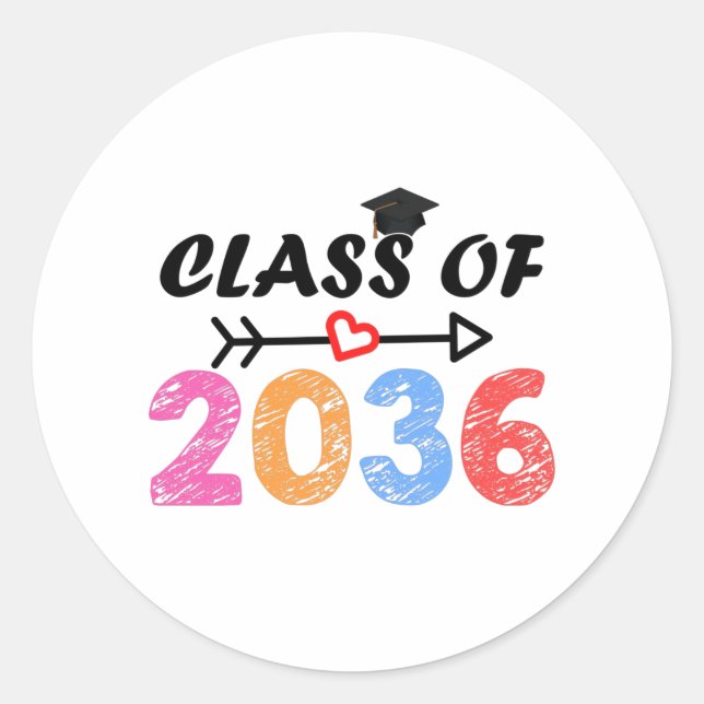 Class of 2036 back to school graduation preschool classic round sticker (Front)