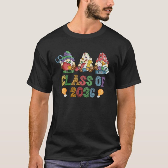 Class Of 2036 Gnome Graduation Kindergarten First  T-Shirt (Front)