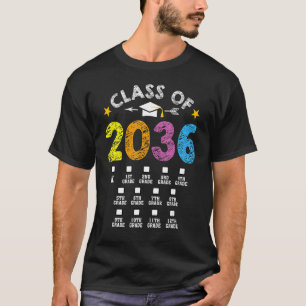 Class Of 2036 Grow With Me Checklist Graduation T-Shirt