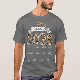 Class of 2036 Grow with me Handprint Leopard PreK T-Shirt