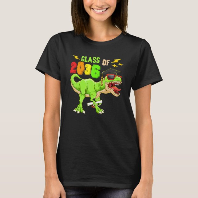 Class Of 2036 Grow With Me Kindergarten Dinosaur B T-Shirt (Front)