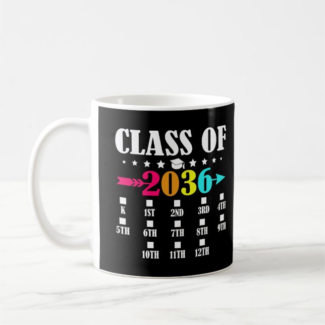 Class Of 2036 Kindergarten First Day 12th Grade Coffee Mug (Left)