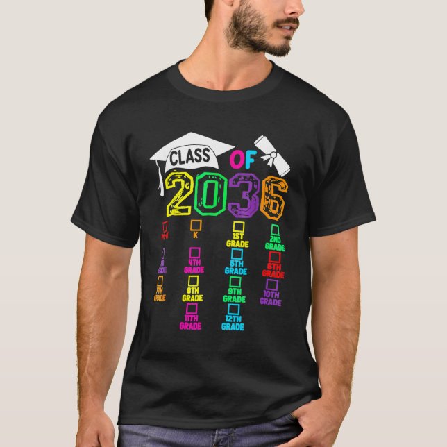 Class Of 2036 Kindergarten Grow With Me Checklist  T-Shirt (Front)