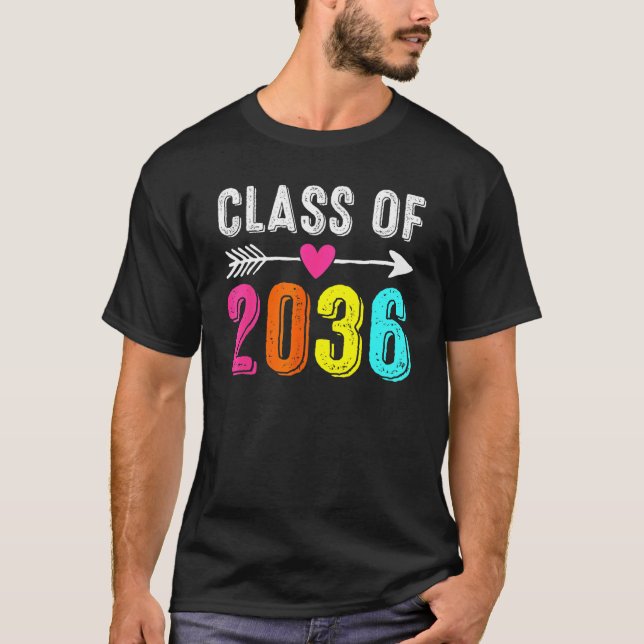 Class Of 2036 Kindergarten Pre K Grow With Me Grad T-Shirt (Front)