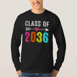 Class Of 2036 Kindergarten Pre K Grow With Me Grad T-Shirt