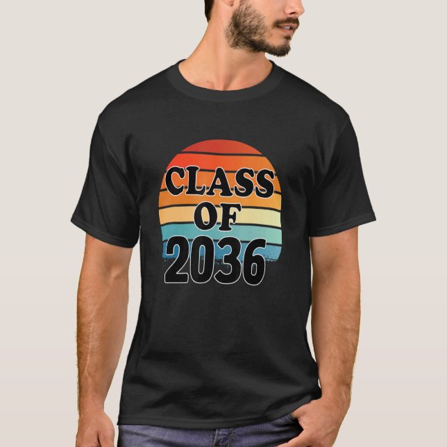 Class Of 2036 Senior Graduate Retro Graduation T-Shirt (Front)