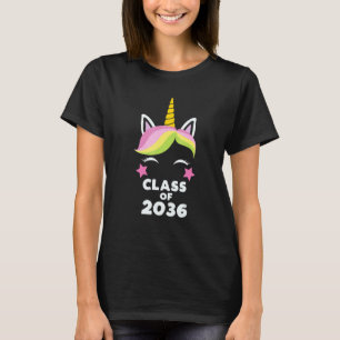Class of 2036 Unicorn Face First Day Of School Kin T-Shirt