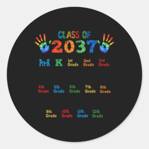 Class of 2037 Grow With Me Colour Handprint Pre-K Classic Round Sticker
