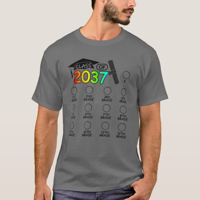 Class Of 2037 Grow With Me Space For Check-Mark K T-Shirt (Front)