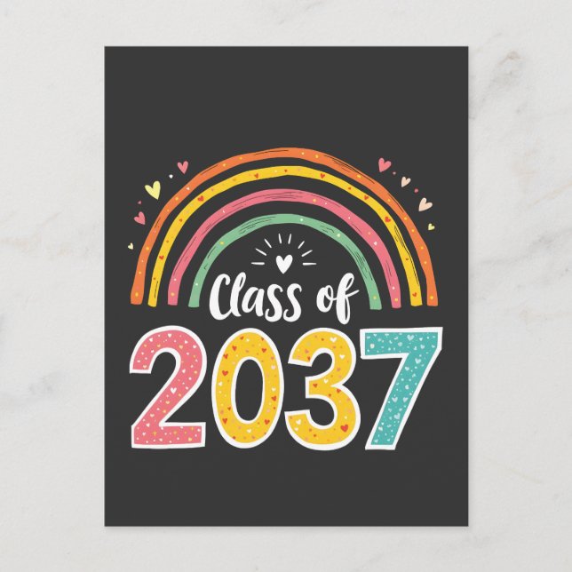 Class Of 2037 Kindergarten Graduation School  Announcement Postcard (Front)