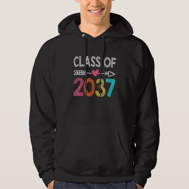 Class Of 2037 Kindergarten Pre K Grow With Me Grad Hoodie (Front)
