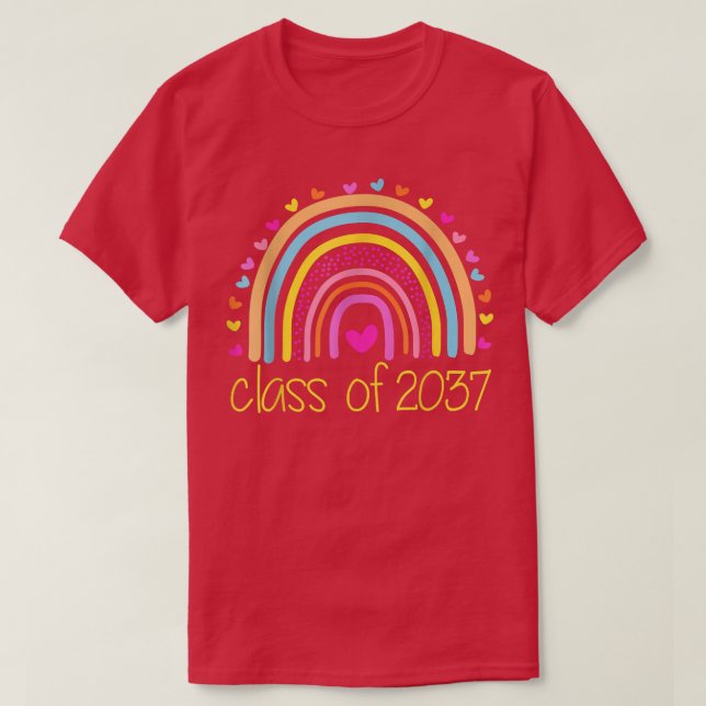 Class Of 2037 Rainbow Preschool Kindergarten Gradu T-Shirt (Design Front)