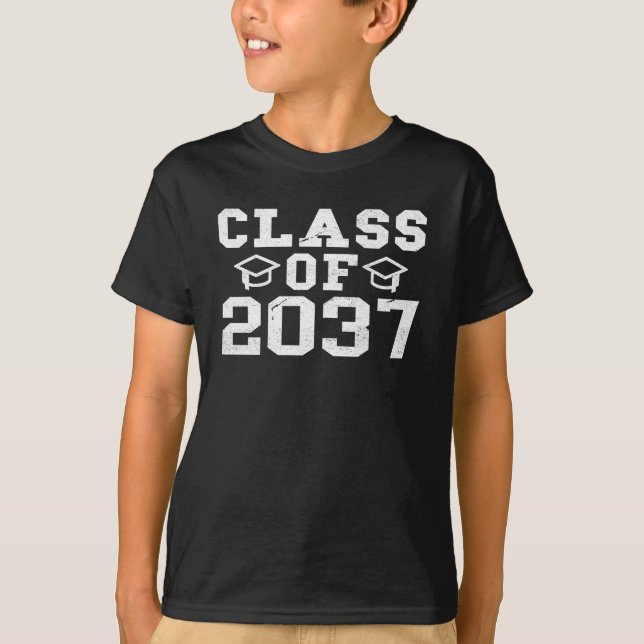 Class of 2037 Shirt, Kindergarten to Graduation T-Shirt (Front)