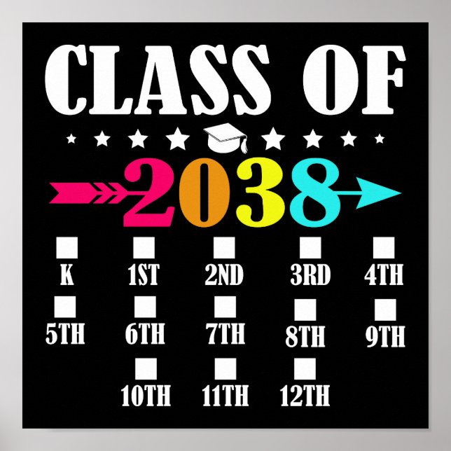 Class Of 2038 1st Day Of Kindergarten 12th Grade Poster (Front)