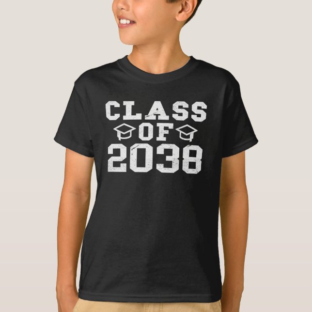 Class of 2038 Shirt, Kindergarten to Graduation T-Shirt (Front)